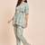 Sea green printed tunic & trousers co ord