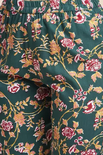 Green printed tunic & trousers co ord