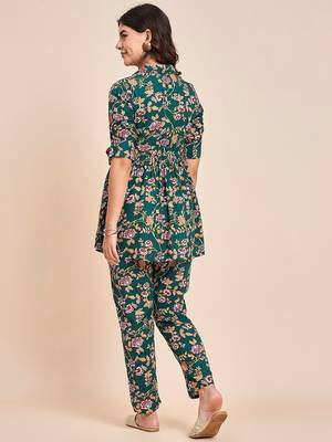 Green printed tunic & trousers co ord 3