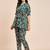 Green printed tunic & trousers co ord