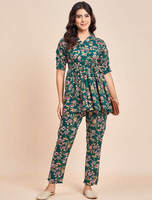 Green printed tunic & trousers co ord 5