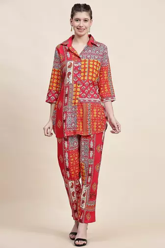 Printed shirt & trousers co ord