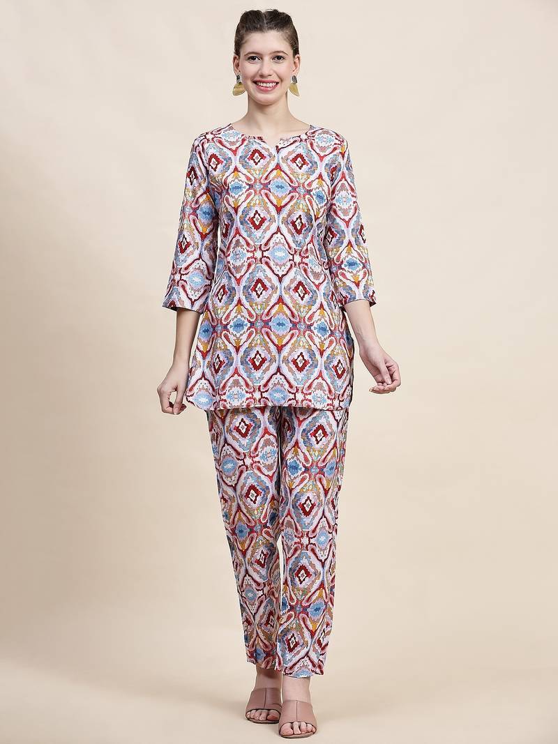 Printed top with trousers co ords