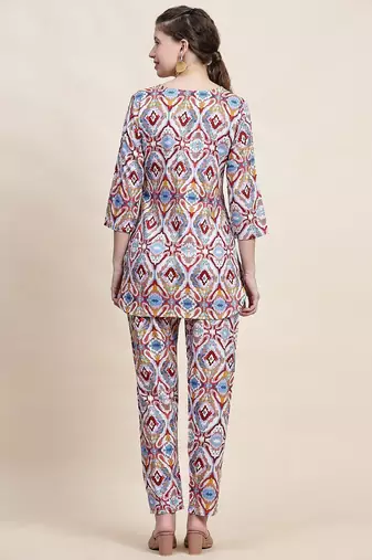 Printed top with trousers co ords