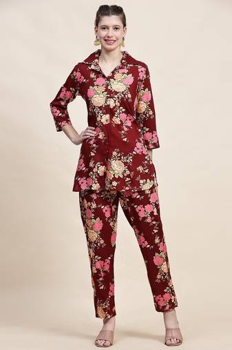 Printed shirt with trousers co ords