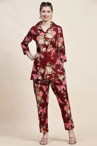 Printed shirt with trousers co ords