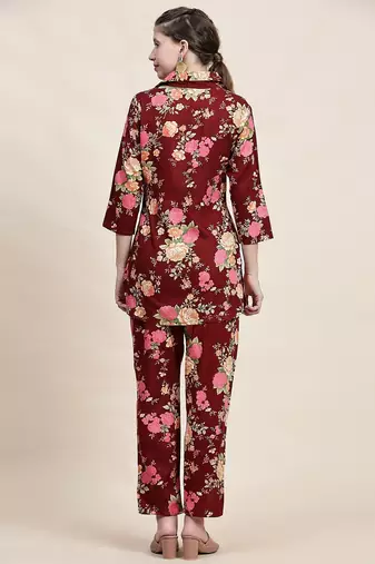 Printed shirt with trousers co ords