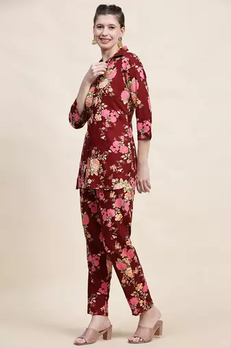 Printed shirt with trousers co ords