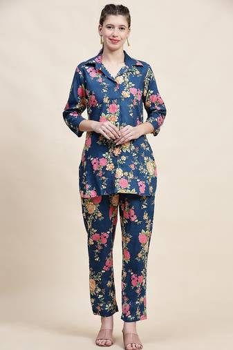 Printed shirt  with trousers co ords