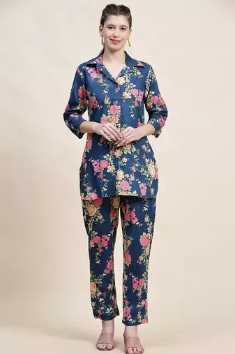 Printed shirt  with trousers co ords