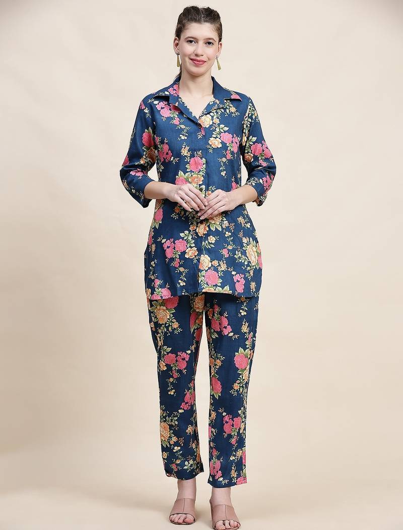 Printed shirt  with trousers co ords