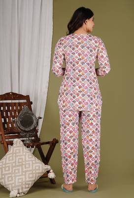 Casual printed v neck tunic with trousers 2