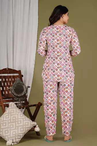 Casual printed v neck tunic with trousers