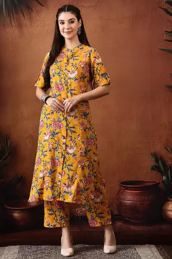 Floral printed cotton tunic & palazzo set