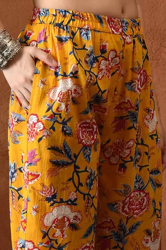 Floral printed cotton tunic & palazzo set