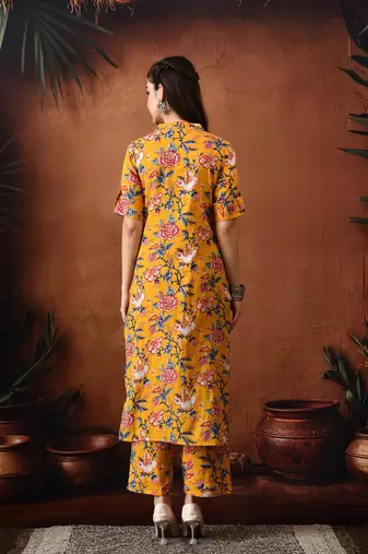 Floral printed cotton tunic & palazzo set