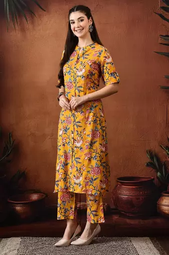 Floral printed cotton tunic & palazzo set