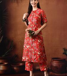 Red printed tunic with palazzo co ords
