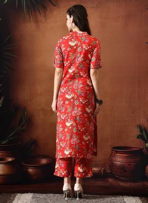 Red printed tunic with palazzo co ords 4