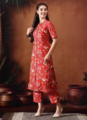 Red printed tunic with palazzo co ords 5
