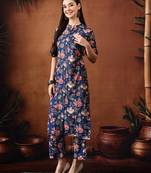 Blue printed cotton tunic with palazzo co ords