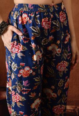 Blue printed cotton tunic with palazzo co ords 2