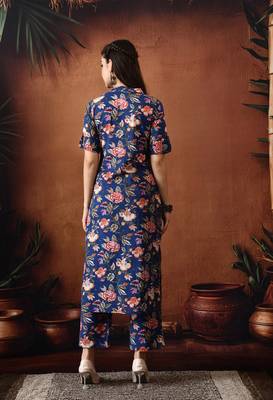 Blue printed cotton tunic with palazzo co ords 3