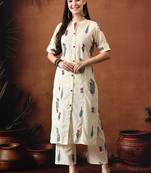 Off white printed tunic & palazzo co ords