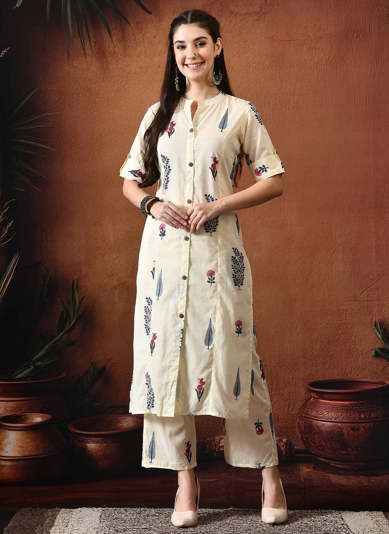 Off white printed tunic & palazzo co ords