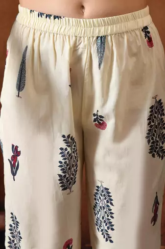 Off white printed tunic & palazzo co ords