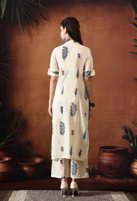 Off white printed tunic & palazzo co ords 3