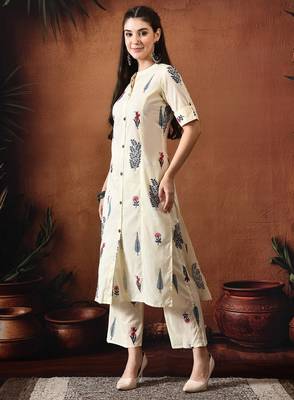 Off white printed tunic & palazzo co ords 4
