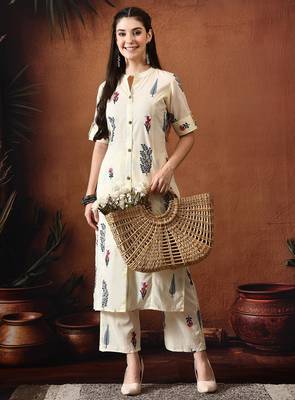 Off white printed tunic & palazzo co ords 5