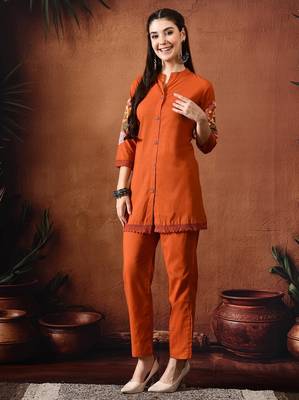 Embroidered tunic with trousers co ords 1