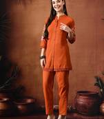 Embroidered tunic with trousers co ords