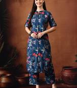 Blue printed cotton tunic with palazzo co ords