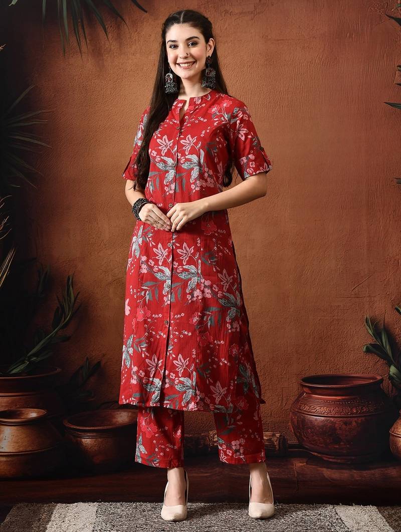 Maroon printed tunic with palazzo co ords