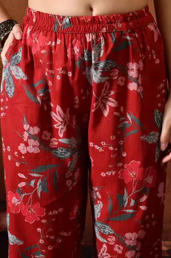 Maroon printed tunic with palazzo co ords