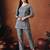 Blue printed cotton tunic with trousers co ords