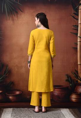 Floral embroidery pure cotton tunic with trousers 3