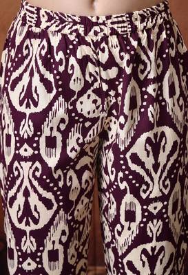 Printed round neck pure cotton tunic with trousers 3