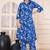 Blue floral printed shirt collar tunic & trousers