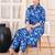 Blue floral printed shirt collar tunic & trousers