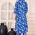 Blue floral printed shirt collar tunic & trousers