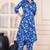 Blue floral printed shirt collar tunic & trousers