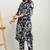 Floral printed shirt collar tunic with trousers
