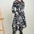 Floral printed shirt collar tunic with trousers
