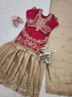  kids latest fancy heavy embroidery coding sequence work kurta set 4