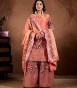 Embroidery Sequence Work Kurti Sharara Set With Dupatta