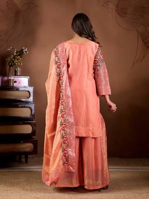 Embroidery Sequence Work Kurti Sharara Set With Dupatta 2